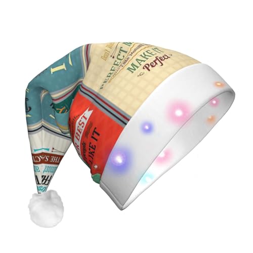 Zhuanyun Sprüche Druck Flanell Nikolausmützen, Weihnachtsmützen mit LED-Lichtern, Nikolausmütze für Kostümpartys Zhuanyun Sprüche Druck Flanell Nikolausmützen, Weihnachtsmützen mit LED-Lichtern, Nikolausmütze für Kostümpartys von Zhuanyun