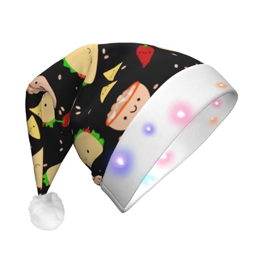 Zhuanyun Tuesday Party Print Flanell Nikolausmützen, Weihnachtsmützen mit LED-Lichtern, Nikolausmütze für Kostümpartys Zhuanyun Tuesday Party Print Flanell Nikolausmützen, Weihnachtsmützen mit LED-Lichtern, Nikolausmütze für Kostümpartys von Zhuanyun