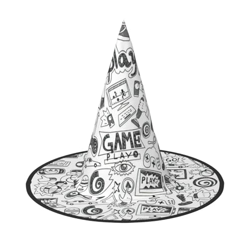 Zhuanyun Videospiel Jungen Druck Halloween Hut Halloween Kostüm Zubehör Kopfschmuck Party Zubehör Hexenhut von Zhuanyun