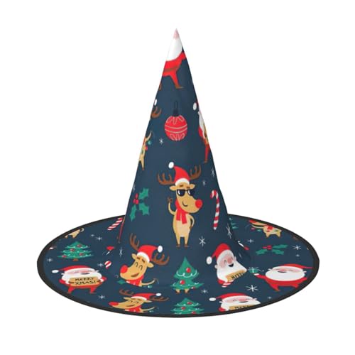Zhuanyun Weihnachtsmann Weihnachtsdruck Halloween Hut Halloween Kostüm Zubehör Kopfschmuck Party Zubehör Hexenhut von Zhuanyun