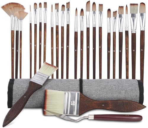 Zhufas Pinselset Acrylfarben, 25 Stück Acryl Pinsel Set, Pinselset Set Mit Schaumpinsel und Schwämme, Organisationstasche, Öl Pinsel, Künstlerpinsel für Aquarell, Öl, Acryl Öl,Aquarell,Steinmalerei. Zhufas Pinselset Acrylfarben, 25 Stück Acryl Pinsel Set, Pinselset Set Mit Schaumpinsel und Schwämme, Organisationstasche, Öl Pinsel, Künstlerpinsel für Aquarell, Öl, Acryl Öl,Aquarell,Steinmalerei. von Zhufas