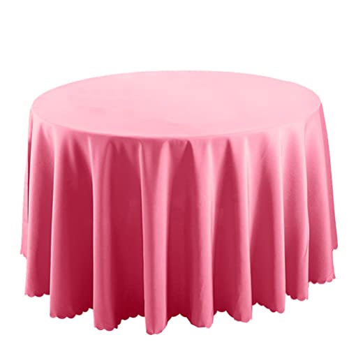ZhuiKun Tischdecke, Rund Tischtuch Einfarbige Tischdecken Fleckschutz Tischdeko Waschbar Tafeltuch Pflegeleicht Tischwäsche (Pink, Φ: 3.2M) von ZhuiKun