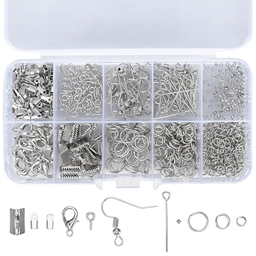 Kettenverschluss Armband Verschlüsse Set, 710 Stück Ketten Verschlüsse Quetschperlen Set, Karabinerverschlüsse Schmuckherstellung Zubehör, Crimpenden für DIY Armbänder Schmuckverschluss Kettenverschluss Armband Verschlüsse Set, 710 Stück Ketten Verschlüsse Quetschperlen Set, Karabinerverschlüsse Schmuckherstellung Zubehör, Crimpenden für DIY Armbänder Schmuckverschluss von Zhujiehigh