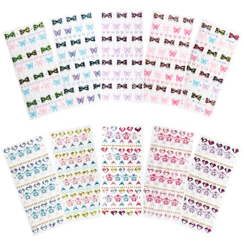 10 Blätter Glitzersteine Selbstklebend, Bunt Strasssteine Selbstklebend zum Basteln DIY, Glitzersteine Gesicht Nägel Klebeohrringe Mädchen Glitzersticker Sticker Glitzer 10 Blätter Glitzersteine Selbstklebend, Bunt Strasssteine Selbstklebend zum Basteln DIY, Glitzersteine Gesicht Nägel Klebeohrringe Mädchen Glitzersticker Sticker Glitzer von Zhulybowei