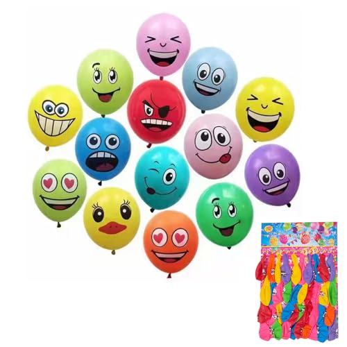 40 Stück Smiley Luftballons, 12 Zoll Emotion Serie Latex Luftballons, Lustig Bunt Smiley Balloons für Kinder Geburtstag, Verschiedene Miene Laune Helium Luftballon für Jungen Mädchen von ZhuoFan