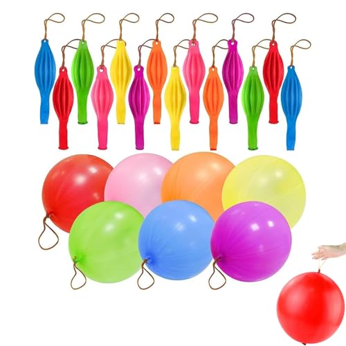 50 Stück Punch Luftballons mit Gummibändern, Große Punch Ballons Robuste Perforierte Luftballons, Bunt Luftballon in Sortierte Farbene für Geburtstagsfeier Kinder, Hohe Elastizität Stanzballons von ZhuoFan