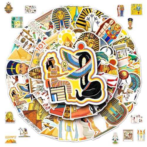 2 X 50 Stück Ägypten Aufkleber, Egypt Sticker, Ägyptischer Pharao Aufkleber, Ägypten Wasserfeste Sticker Set, Egypt Pharaoh Vinyl Aufkleber für Auto Laptop Skateboard Fahrrad Motorrad Scrapbook von Zhuporn