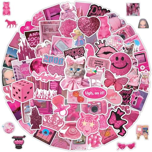 Babie Aufklebe, 100 Stück Babie Aufklebe, Babie Kinder Sticker, Prinzessin Aufkleber, Rosa Cartoon Aufkleber, Ästhetisch Stickers für Laptop Skateboard Motorrad Fahrrad Gepäck von Zhuporn