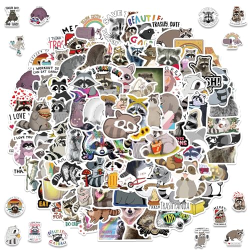 100 Stück Raccoon Aufkleber, Waschbär Sticker, Wasserdicht Cartoon Tier Aufkleber, Vinyl Kawaii Raccoon Stickers für Auto Laptop Gitarre Skateboard Motorrad Fahrrad Gepäck Wasserflaschen 100 Stück Raccoon Aufkleber, Waschbär Sticker, Wasserdicht Cartoon Tier Aufkleber, Vinyl Kawaii Raccoon Stickers für Auto Laptop Gitarre Skateboard Motorrad Fahrrad Gepäck Wasserflaschen von Zhuporn