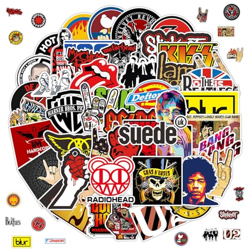 100 Stück Rock Band Punk Aufkleber, Trendige Musikband Aufkleber, Coole Punk Aufkleber, Classic Rock Sticker Pack, Heavy Metal Punk Musik Stickers für Gitarre Laptop Skateboard Koffer Helm 100 Stück Rock Band Punk Aufkleber, Trendige Musikband Aufkleber, Coole Punk Aufkleber, Classic Rock Sticker Pack, Heavy Metal Punk Musik Stickers für Gitarre Laptop Skateboard Koffer Helm von Zhuporn