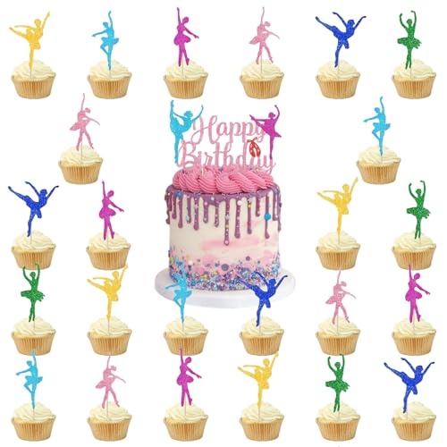 25 Stück Ballerina Cupcake Toppers, Mädchen Ballerina Geburtstag Tortendeko, Glitzer Tortenaufleger Ballerina, Ballerina Kuchen Topper, für Baby Shower Thema Ballett Mädchen Geburtstag 25 Stück Ballerina Cupcake Toppers, Mädchen Ballerina Geburtstag Tortendeko, Glitzer Tortenaufleger Ballerina, Ballerina Kuchen Topper, für Baby Shower Thema Ballett Mädchen Geburtstag von Zhuporn
