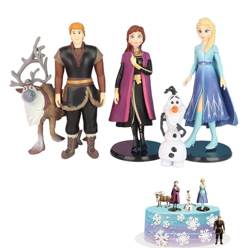 5 Stück Frozen Figuren Set, Frozen Tortendeko, Elsa Olaf Anna Cake Topper, Frozen Kuchendekoration Figuren, Eiskönigin Figuren Deko, Geburtstags Hochzeit Kuchen Dekoration für Kinder Mädchen von Zhuporn