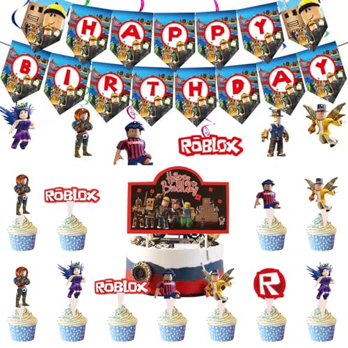 46 Stück Roblo Tortendeko, Cupcake Topper Robot, Robllox Geburtstag Deko, Happy Birthday Tortendeko, Alles Gute Zum Geburtstag Banner, Videospiel Kuchen Deko für Kinder Junge Mädchen 46 Stück Roblo Tortendeko, Cupcake Topper Robot, Robllox Geburtstag Deko, Happy Birthday Tortendeko, Alles Gute Zum Geburtstag Banner, Videospiel Kuchen Deko für Kinder Junge Mädchen von Zhuporn