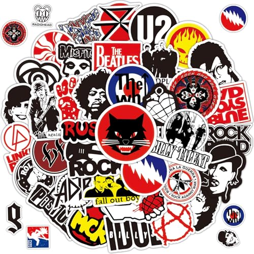 Rock Band Aufkleber, 100 Stück Classic Rock Stickers, Coole Metal Punk Musik Aufkleber, Wasserdichte Vinyl Sticker Set, für Gitarre Laptop Scrapbook Motorrad Koffer Skateboard, Teens Rock Band Aufkleber, 100 Stück Classic Rock Stickers, Coole Metal Punk Musik Aufkleber, Wasserdichte Vinyl Sticker Set, für Gitarre Laptop Scrapbook Motorrad Koffer Skateboard, Teens von Zhuporn