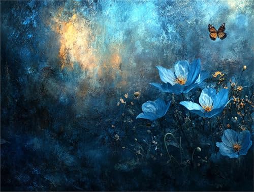 Diamond Painting Blau Blume Diamant Painting Bilder 5D Diamant Kunst Set kinder DIY Vollbohrer Stickerei Kreuzstich Einfache Kits Basteln Erwachsene Anfänger Set für Haus Wand Deko Geschenk a-240 von Zhwhuuhg