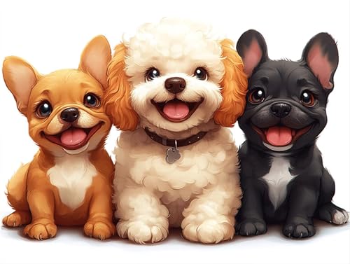 Diamond Painting Niedlich Hund Diamant Painting Bilder 5D Diamant Kunst Set kinder DIY Vollbohrer Stickerei Kreuzstich Einfache Kits Basteln Erwachsene Anfänger Set für Haus Wand Deko 50x70cm a-232 von Zhwhuuhg