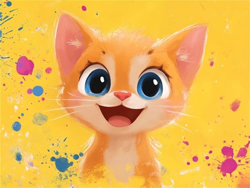 Diamond Painting Niedlich Katze Diamant Painting Bilder 5D Diamant Kunst Set kinder DIY Vollbohrer Stickerei Kreuzstich Einfache Kits Basteln Erwachsene Anfänger Set für Haus Deko 70x100cm a-235 von Zhwhuuhg