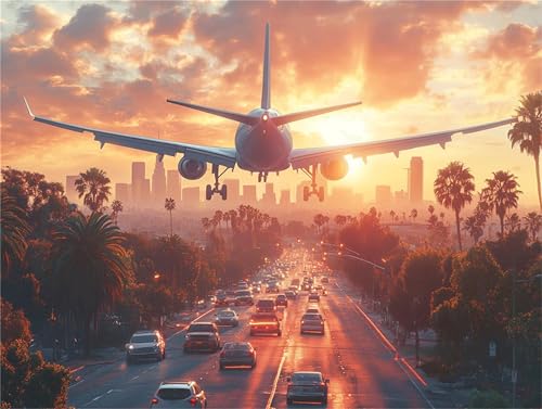 Diamond Painting Sonnenuntergang Flugzeug Diamant Painting Bilder 5D Diamant Kunst Set kinder DIY Vollbohrer Stickerei Kreuzstich Einfache Kits Basteln Erwachsene Anfänger Set für Haus Deko a-251 von Zhwhuuhg