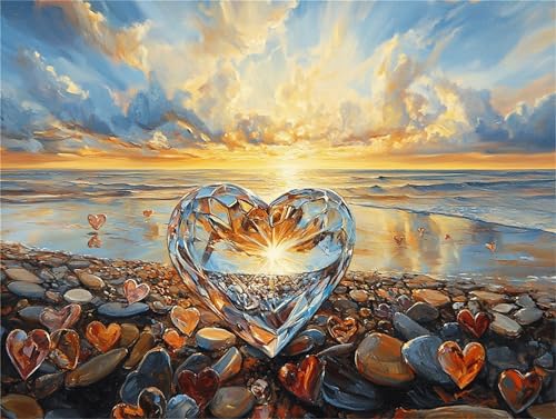 Diamond Painting Sonnenuntergang Liebe Diamant Painting Bilder 5D Diamant Kunst Set kinder DIY Vollbohrer Stickerei Kreuzstich Einfache Kits Basteln Erwachsene Anfänger Set für Haus Deko a-244 von Zhwhuuhg