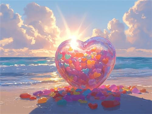 Diamond Painting Sonnenuntergang Liebe Diamant Painting Bilder 5D Diamant Kunst Set kinder Vollbohrer Stickerei Kreuzstich Einfache Kits Basteln Erwachsene Anfänger Set für Haus Deko 90x120cm a-245 von Zhwhuuhg