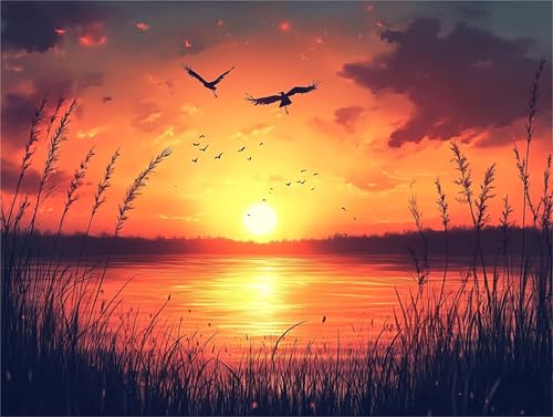 Diamond Painting Sonnenuntergang Tier Diamant Painting Bilder 5D Diamant Kunst Set kinder DIY Vollbohrer Stickerei Kreuzstich Einfache Kits Basteln Erwachsene Anfänger Set für Haus Wand Deko a-250 von Zhwhuuhg