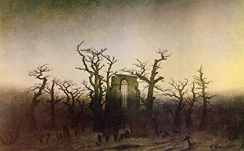 Zhyaunz 5D DIY Diamant Malerei Die Abtei Malen nach Zahlen Kits Diamond Painting Stickerei Bilder Kunsthandwerk Strass Caspar David Friedrich 40x50cm von Zhyaunz