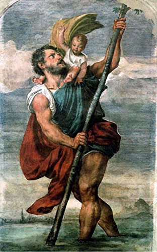 Zhyaunz DIY 5D Diamant Malerei Stickerei Tiziano Vecelli Heiliger Christophorus Diamond Painting Kreuzstich Volle Runde Bohrer Mosaik Kunst Hochzeitsdeko 30x40cm von Zhyaunz