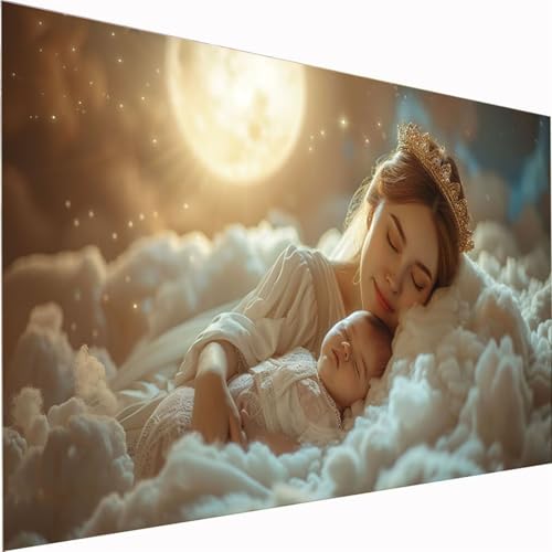 5D Diamond Painting XXL 100x220cm, Mond Diamond Painting Erwachsene kinder Frau DIY Mosaikherstellung Bastelset Quadrat Vollbohrer Diamanten Malerei Stickerei Kreuzstich für Wand Decor Geschenk Z1-107 von Zhynfiie
