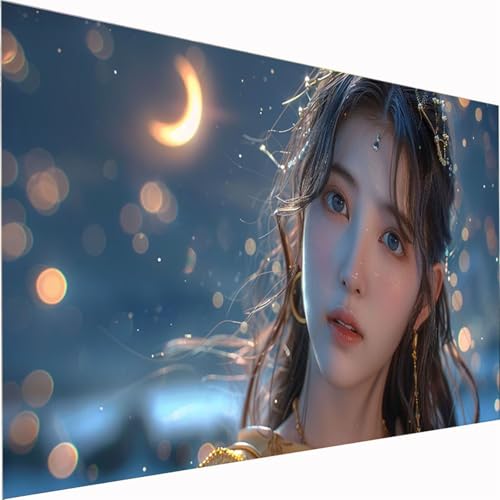 5D Diamond Painting XXL 30x60cm,Frau Diamond Painting Erwachsene kinder Mond DIY Mosaikherstellung Bastelset Quadrat Vollbohrer Diamanten Malerei Stickerei Kreuzstich für Wand Decorideen Z1-105 von Zhynfiie
