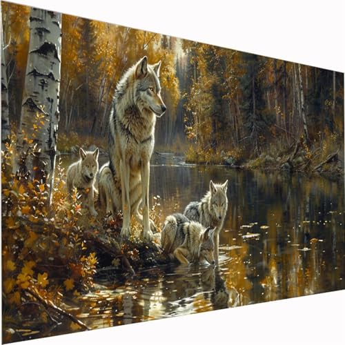 5D Diamond Painting XXL 30x60cm,Tier Diamond Painting Erwachsene kinder See DIY Mosaikherstellung Bastelset Quadrat Vollbohrer Diamanten Malerei Stickerei Kreuzstich für Wand Decor Geschenkideen Z1-97 von Zhynfiie