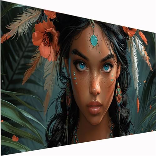 Diamond Painting Frau, Stamm Diamond Painting Erwachsene Bilder Kit 5D DIY Diamonds Bastelset, Quadrat Vollbohrer Diamanten Malerei Stickerei Kreuzstich für Beginner für Home Wand Dekor 70x140cm Z1-68 Diamond Painting Frau, Stamm Diamond Painting Erwachsene Bilder Kit 5D DIY Diamonds Bastelset, Quadrat Vollbohrer Diamanten Malerei Stickerei Kreuzstich für Beginner für Home Wand Dekor 70x140cm Z1-68 von Zhynfiie