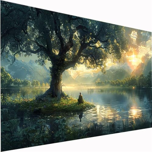 Diamond Painting See, Baum Diamond Painting Erwachsene Bilder Kit 5D DIY Diamonds Bastelset, Quadrat Vollbohrer Diamanten Malerei Stickerei Kreuzstich für Beginner für Home Wand Dekor 40x80cm Z1-88 Diamond Painting See, Baum Diamond Painting Erwachsene Bilder Kit 5D DIY Diamonds Bastelset, Quadrat Vollbohrer Diamanten Malerei Stickerei Kreuzstich für Beginner für Home Wand Dekor 40x80cm Z1-88 von Zhynfiie