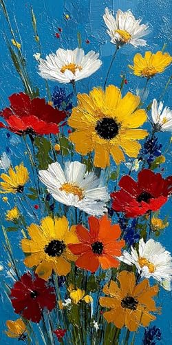 Malen Nach Zahlen Anlage Blumen, Malen Nach Zahlen Erwachsene Groß XXL 50x100cm, DIY Handgemalt Ölgemälde Bastelset, Anfänger mit 3 Pinseln und Acrylfarbe, Halloween Deko Geschenk, Ohne Rahmen F1-589 von Zhynfiie