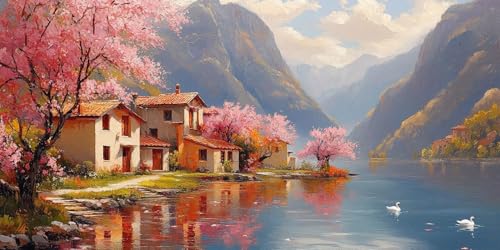 Malen Nach Zahlen Erwachsene, See Malen Nach Zahlen Häuser Paint by Numbers Bastelset DIY Handgemalt Ölgemälde mit 3 Pinseln und Acrylfarbe für Herbstdeko Deko Wohnzimmer, 70x140 cm Ohne Rahmen F1-404 Malen Nach Zahlen Erwachsene, See Malen Nach Zahlen Häuser Paint by Numbers Bastelset DIY Handgemalt Ölgemälde mit 3 Pinseln und Acrylfarbe für Herbstdeko Deko Wohnzimmer, 70x140 cm Ohne Rahmen F1-404 von Zhynfiie