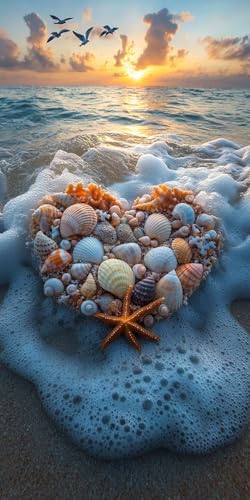 Malen Nach Zahlen Erwachsene, Strand Malen Nach Zahlen Hülse Paint by Numbers Bastelset DIY Handgemalt Ölgemälde mit 3 Pinseln und Acrylfarbe für Herbstdeko Deko Wohnzimmer, 90x180 Ohne Rahmen F1-822 von Zhynfiie