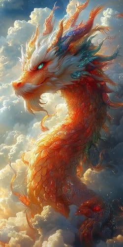 Malen Nach Zahlen Erwachsene, Tier Malen Nach Zahlen Drachen Paint by Numbers Bastelset DIY Handgemalt Ölgemälde Kit mit 3 - Pinseln und Acrylfarbe für Deko Wohnzimmer, 100x200 cm Ohne Rahmen F1-812 von Zhynfiie