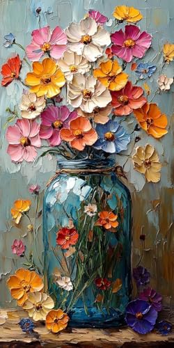 Malen Nach Zahlen Erwachsene,Blumen Malen Nach Zahlen Flasche Paint by Numbers Bastelset DIY Handgemalt Ölgemälde mit 3 Pinseln und Acrylfarbe für Herbstdeko Deko Wohnzimmer,60x120 Ohne Rahmen F1-612 von Zhynfiie