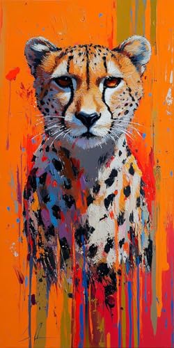 Malen Nach Zahlen Erwachsene,Tier Malen Nach Zahlen Leopard Paint by Numbers Bastelset DIY Handgemalt Ölgemälde mit 3 Pinseln und Acrylfarbe für Herbstdeko Deko Wohnzimmer,90x40 cm Ohne Rahmen F1-614 von Zhynfiie