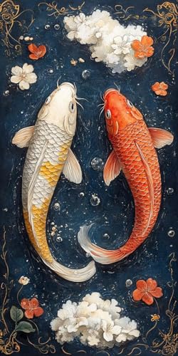 Malen Nach Zahlen Tier Fisch,Malen Nach Zahlen Erwachsene Groß XXL 50x100cm,DIY Handgemalt Ölgemälde Bastelset für Anfänger mit 3 Pinseln und Acrylfarbe für Halloween Deko Geschenk,Ohne Rahmen F1-585 von Zhynfiie