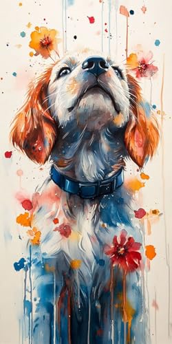 Malen Nach Zahlen Tier Hund,Malen Nach Zahlen Erwachsene Groß XXL 80x160cm,DIY Handgemalt Ölgemälde Bastelset für Anfänger mit 3 Pinseln und Acrylfarbe für Halloween Deko Wohnzimmer,Ohne Rahmen F1-807 von Zhynfiie