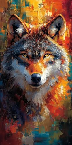 Malen Nach Zahlen Tier Wolf,Malen Nach Zahlen Erwachsene Groß XXL 40x80cm,DIY Handgemalt Ölgemälde Bastelset für Anfänger mit 3 Pinseln und Acrylfarbe für Halloween Deko Wohnzimmer,Ohne Rahmen F1-601 von Zhynfiie