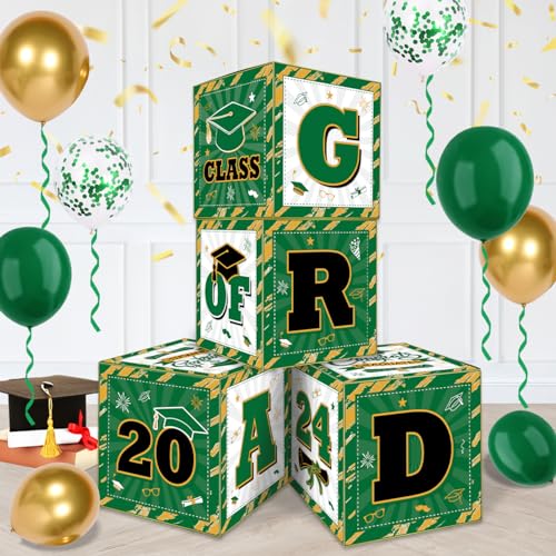Grüne und schwarze 2024 Abschlussdekorationen, Klasse 2024 Ballonboxen für 2024 Grad Partyzubehör, so stolz auf dich, Innen- und Außenbereich, Congrats Grade Home Door Decor von Zhynice
