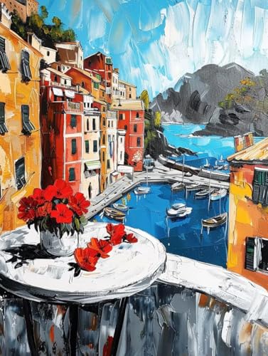 Blume Malen Nach Zahlen Landschaft Malen Nach Zahlen Erwachsene ohne Rahmen Handgemalt Olgemälde Set Mit 3 - Pinseln und Acrylfarbe Farbige Leinwand Paint by Numbers Adult Deko Wohnzimmer 70x95cm -w45 von Zhyolei