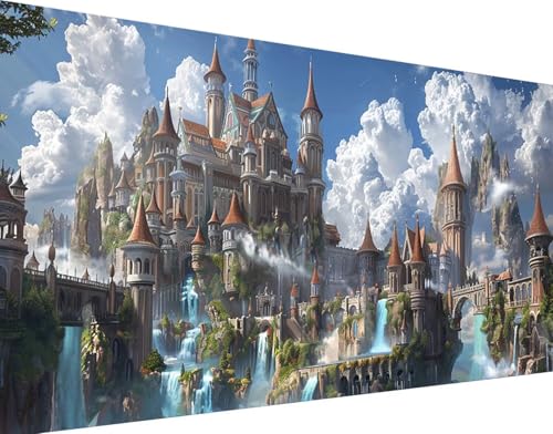Diamond Painting Schloss Diamond Painting Bilder Kinder, Landschaft Diamond Painting Erwachsene XXL 80x160cm, DIY 5D Diamant Painting Stickerei Kreuzstich Basteln Set, Wandzimmer Deko Schlafzimmer 2-C Diamond Painting Schloss Diamond Painting Bilder Kinder, Landschaft Diamond Painting Erwachsene XXL 80x160cm, DIY 5D Diamant Painting Stickerei Kreuzstich Basteln Set, Wandzimmer Deko Schlafzimmer 2-C von Zhyolei