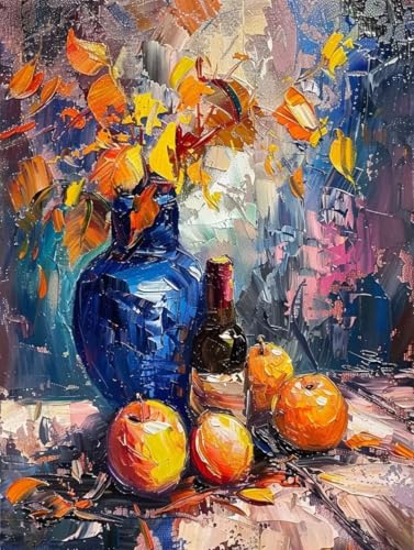 Essen Malen Nach Zahlen Obst Malen Nach Zahlen Erwachsene mit Rahmen Handgemalt Olgemälde Set Mit 3 - Pinseln und Acrylfarbe Farbige Leinwand Paint by Numbers Adult für Deko Wohnzimmer 50x65cm -w116 von Zhyolei