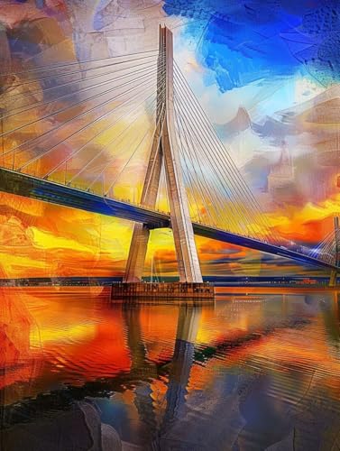 Golden Gate Bridge Malen Nach Zahlen San Francisco Malen Nach Zahlen Erwachsene ohne Rahmen Handgemalt Olgemälde Set Mit 3 - Pinseln und Acrylfarbe Farbige Leinwand Paint by Numbers Adult 50x65cm -w7H von Zhyolei