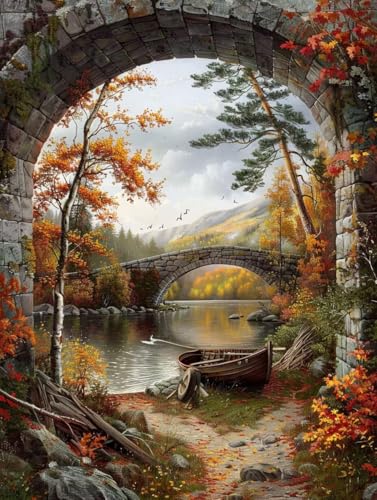 Landschaft Malen Nach Zahlen Baum Malen Nach Zahlen Erwachsene mit Rahmen Handgemalt Olgemälde Set Mit Pinseln und Acrylfarbe Farbige Leinwand Paint by Numbers Adult Deko Wohnzimmer 100x135cm -r204 von Zhyolei