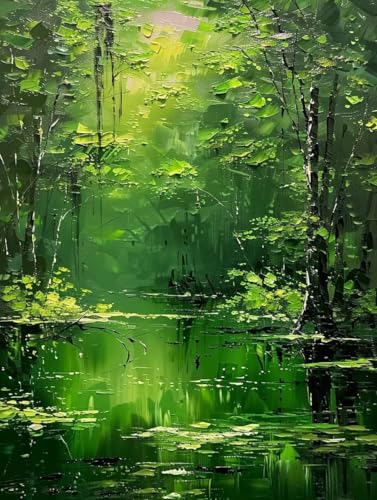 Landschaft Malen Nach Zahlen Baum Malen Nach Zahlen Erwachsene ohne Rahmen Handgemalt Olgemälde Set Mit 3 - Pinseln und Acrylfarbe Farbige Leinwand Paint by Numbers Adult Deko Wohnzimmer 50x65cm -w12G von Zhyolei