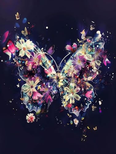 Malen Nach Zahlen Blume Malen Nach Zahlen Erwachsene Schmetterling Paint by Numbers Mit Pinseln und Acrylfarbe Farbige Leinwand Kit für ab 9 Jahre Mädchen Handgemalt Olgemälde 70x95cm mit Rahmen -r48C von Zhyolei