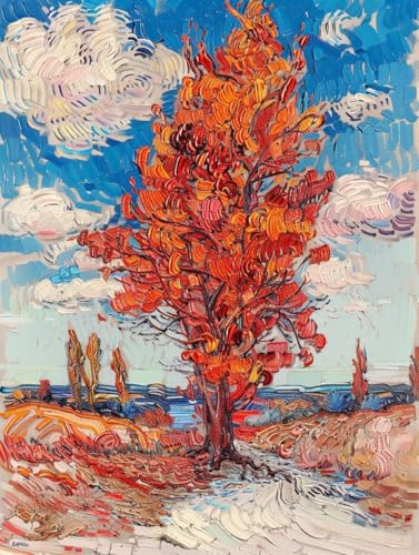 Malen Nach Zahlen Landschaft Malen Nach Zahlen Erwachsene Baum Paint by Numbers Mit 3 - Pinseln und Acrylfarbe Farbige Leinwand Kit für ab 9 Jahre Mädchen Handgemalt Olgemälde 50x65cm mit Rahmen -y600 von Zhyolei